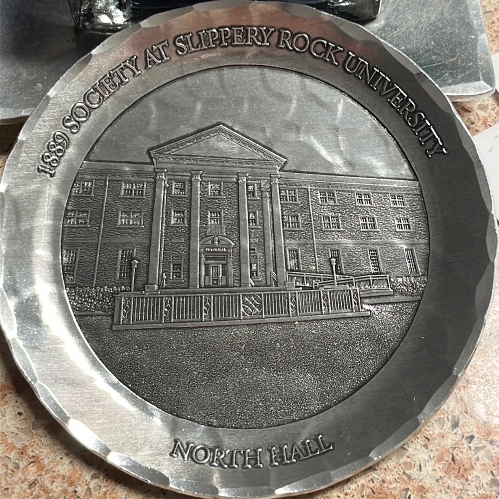 Wendell August Slippery Rock U North Hall handcrafted coaster